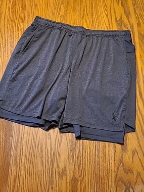 Spyder Men's Charcoal Gray Athletic Double Shorts - Large